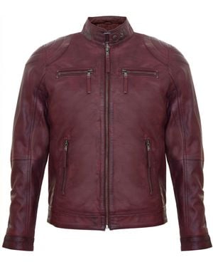 Infinity Leather Biker Zipped Racing Jacket - Purple