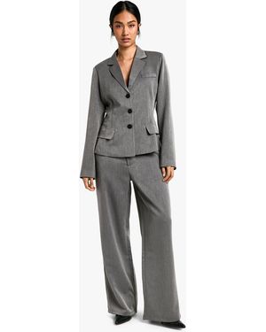 Boohoo Tailored Straight Leg Trousers - Grey