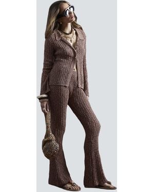 River Island Flared Trousers Knitted Cotton - Brown