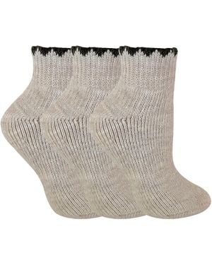 Sock Snob 3 Pairs Ladies Short Alpaca Wool Moisture Wicking Socks - Grey