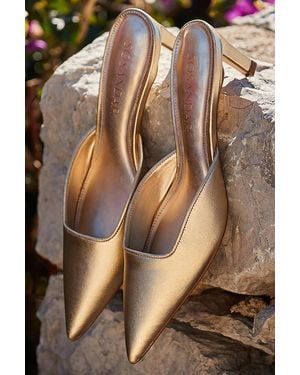 Sosandar Leather Kitten Heel Mules - Brown