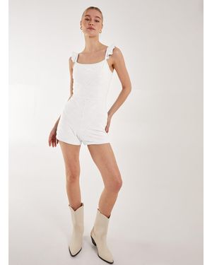 Pink Vanilla Back Detail Broderie Playsuit - White