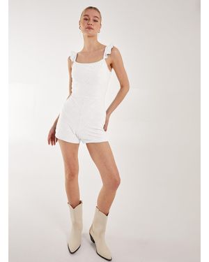Pink Vanilla Back Detail Broderie Playsuit - White