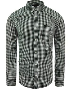 Ben Sherman Oxford Zwart/wit Overhemd - Groen