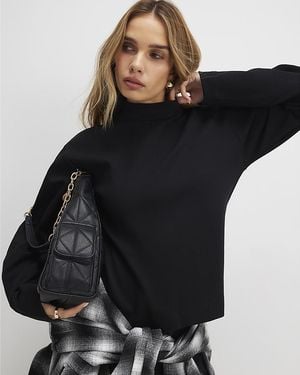 River Island Top Funnel Neck Cotton - Black