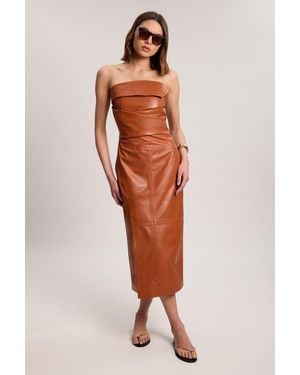 Karen Millen Leather Ruched Midi Dress - Multicolour