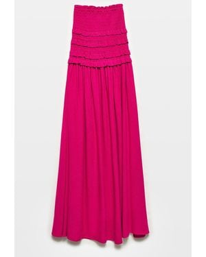 Dilvin Strapless Shirred Maxi Dress - Pink