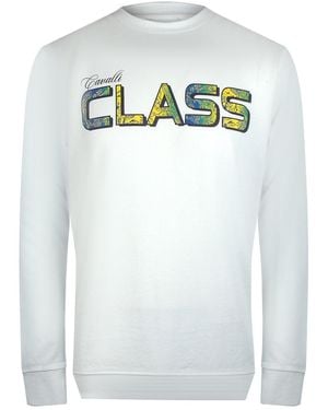 Roberto Cavalli Vibrant Floral Logo Off Sweatshirt Cotton - Blue