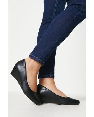 Good for the Sole Cerys Comfort Low Wedge Heel Court Shoes - Blue