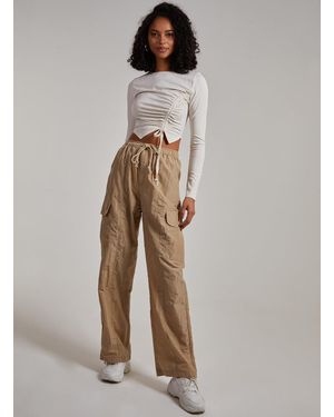 Pink Vanilla Parachute Cargo Trousers - Grey