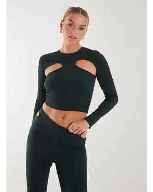 Pink Vanilla Popcorn Scoop Racer Long Sleeve Top - Green