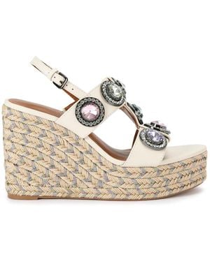 Kurt Geiger Leather Octavia Espadrille Wedge Heels - Natural