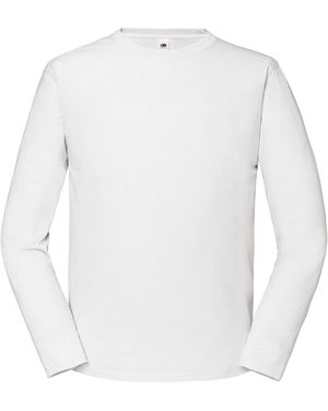 Fruit Of The Loom Iconic 195 Premium Ringspun Cotton T-shirt Met Lange Mouwen (wit)