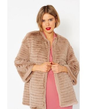 Jayley Luxury Faux Fur Coat - Brown