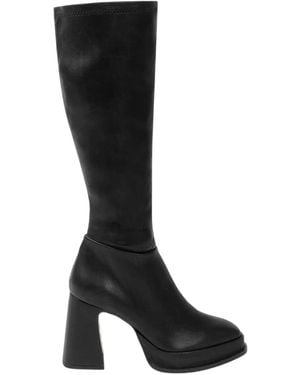 I Saw It First Ladies Retro Platform Knee-High Boots - Black