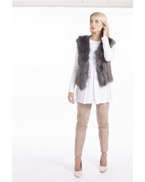 Jayley Faux Suede & Knitted Fur Gilet - White