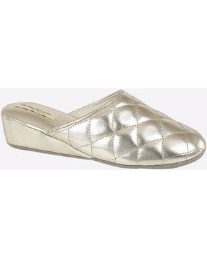 Dunlop Sybil Quilted Mule Slippers - Black