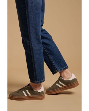 Oasis Issie Faux Suede Lace Up Platform Trainers - Blue