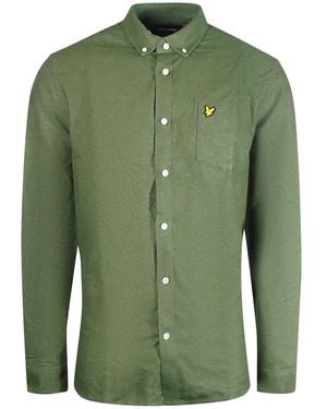 Lyle & Scott Long Sleeve Moss Chambray Shirt Cotton - Green