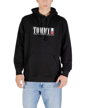 Tommy Hilfiger Hooded Printed Sweatshirt With Front Pockets - Black