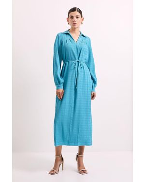 PRINCIPLES Crinkle Column Shirt Mid Dress - Blue
