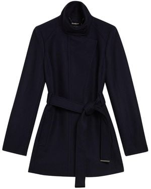 Ted Baker Icombis Short Funnel Neck Coat Wool - Blue