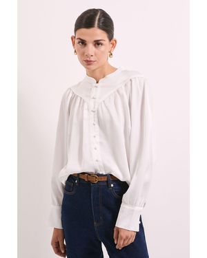 PRINCIPLES Ivory Satin Button Collar Detail Shirt - Pink