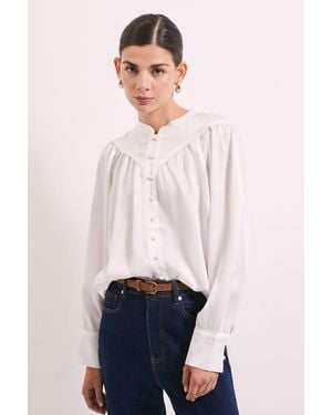 PRINCIPLES Ivory Satin Button Collar Detail Shirt - Pink