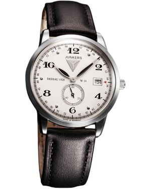 Victoria Hyde London Junkers Dessau 1926 Flatline Series Quartz Watch With Leather Strap 6334-4 - Metallic