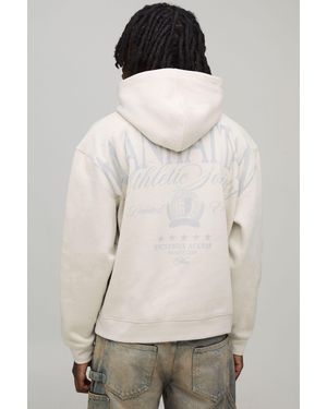 BoohooMAN Stone Oversized Boxy Manhattan Over Seam Printed Hoodie - Natural