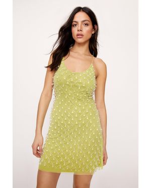 Nasty Gal Drop Bead Strappy Mini Dress - Yellow