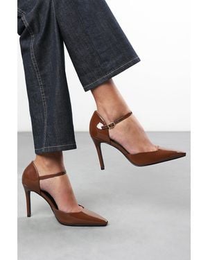 Where's That From Wheres 'Winnie' Pointed Toe Stilleto Court Heeled Shoe With Buckle Strap - Grey
