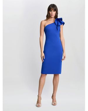 Gina Bacconi Valentina Asymmetric Dress With Frill Sleeve - Blue