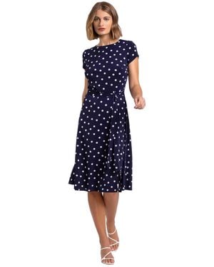 Roman Spot Print Jersey Stretch Dress - Blue