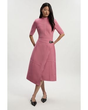 Karen Millen Figure Form Bandage Asymmetric Knit Midi Dress in Blue | Lyst  UK