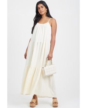Brave Soul Smock Tiered Midi Dress - Natural