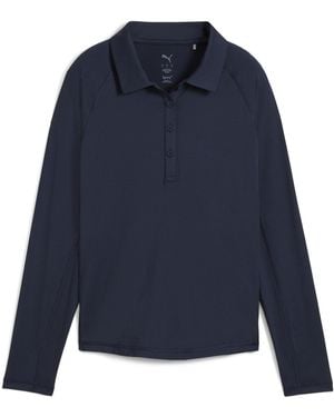 PUMA You V Long Sleeve Performance Polo Shirt - Blue