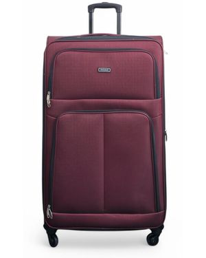 Infinity Leather Expandable Extra Large Soft Shell 4 Wheel Luggage Suitcase - Purple