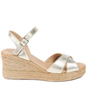 Jones Bootmaker Raelina Leather Wedged Espadrilles - Metallic