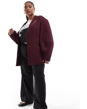 ASOS Curve Cocoon Sleeve Collarless Blazer - Red
