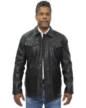 Infinity Leather Safari Jacket-Porto - Black
