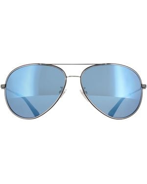 Police Aviator Shiny Palladium With Semi-Shiny Mirror Spll11 Octane 8 - Blue