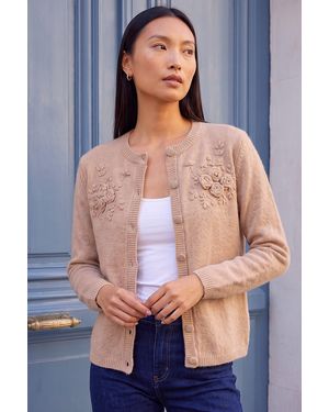 Roman Floral Corsage Cardigan - Blue