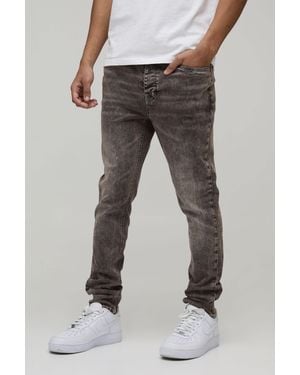 BoohooMAN Skinny Fit Washed Jeans - Grey
