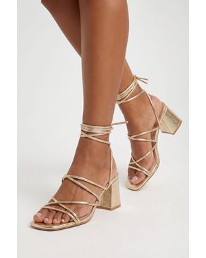 Boohoo Metallic Strappy Low Block Heels