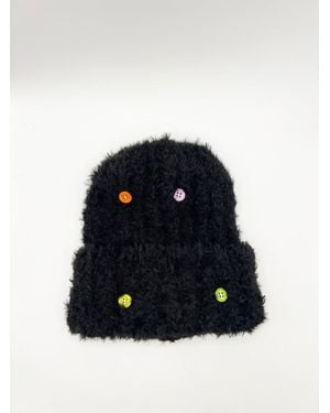SVNX Fluffy Beanie With Multicolour Buttons - Blue
