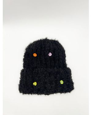SVNX Fluffy Beanie With Multicolour Buttons - Blue