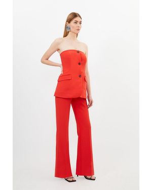 Karen Millen Compact Stretch Tailored Button Bodice Jumpsuit