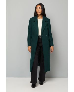 Wallis Petite Longline Belted Coat With Splits - Green