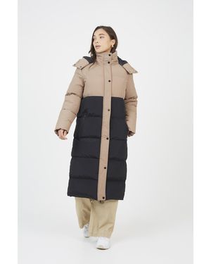 Brave Soul Maxi Contrast Hooded Puffer Jacket - Natural